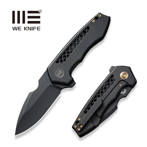 WE Knife Harpen Black Titanium, Black Stonewashed CPM 20CV by Michael Burch (WE23019-1)