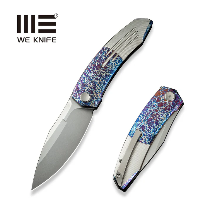 WE Knife Sine Wave Flamed /Satin Titanium, Polished Bead Blasted M390 (WE23069B-4)