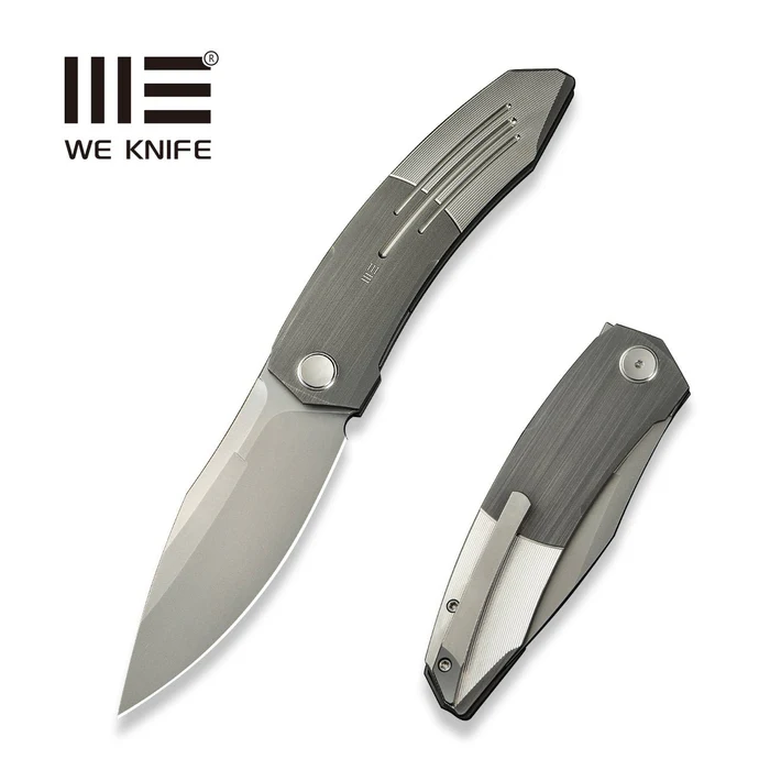 WE Knife Sine Wave Gray/Satin Titanium, Stonewashed M390 (WE23069B-2)