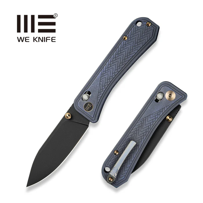 We Knife Bougie Banter Blue Titanium, Black Stonewashed CPM S45VN by Ben Petersen (WE24009-1)