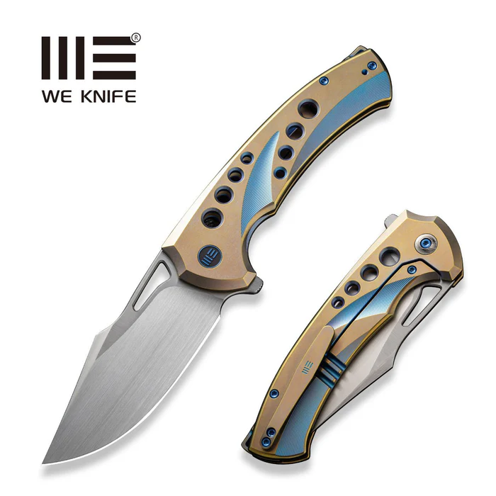 WeKnife Swiftfin Golden/Blue Titanium, Hand Rubbed Satin CPM 20CV (WE23051-4)