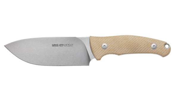 anger Natural Canvas Micarta, Stonewashed N690 by Jens Ansø knife (VT4054CN)