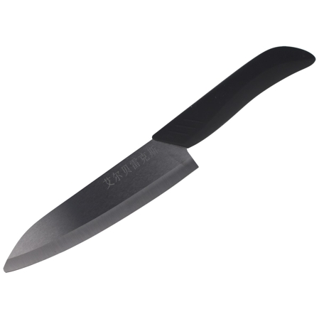 Nóż kuchenny Albainox ceramiczny Black, materiał Ceramic Zirconia, rękojeść rubber, ostrze gładkie, etui ochronne z polimeru, długość ostrza 153mm, waga 80g - 17283