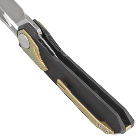 Remette RT-Peregrine Falcon Knife Brown/Gold Titanium, Hand Grinding Pearlescent M390 (RTT1-B)