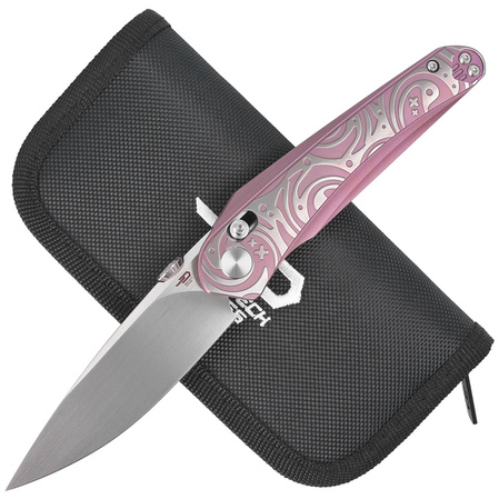 Bestech Mothus Purple Titanium, Satin by Hand M390 by Kombou Knife (BT2206E)