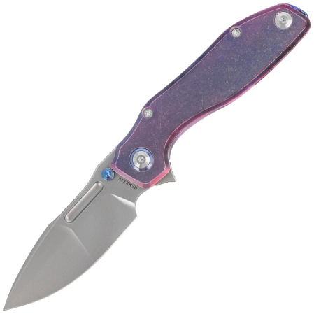Nóż składany Remette TwoFace Blue Stonewashed Titanium, Fine Grinding Pearlescent M390 (DSTF-B)