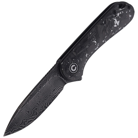 CIVIVI Knife Elementum Flipper Shredded Carbon Fiber / Silvery Shred, Black Damascus (C907C-DS2)