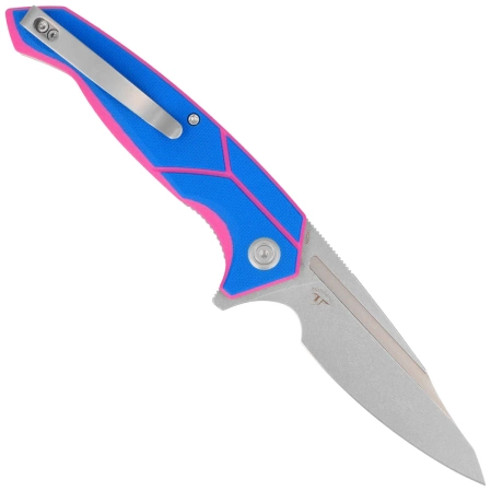 Kubey RBC-1 Knife Blue / Pink G10, Stonewashed 14C28N by Sherif Manganas (KU373C)