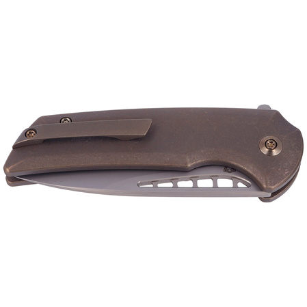 WE Knife Mini Malice Bronze Titanium, Silver Bead Blasted CPM 20CV by Ferrum Forge (WE054BL-4)