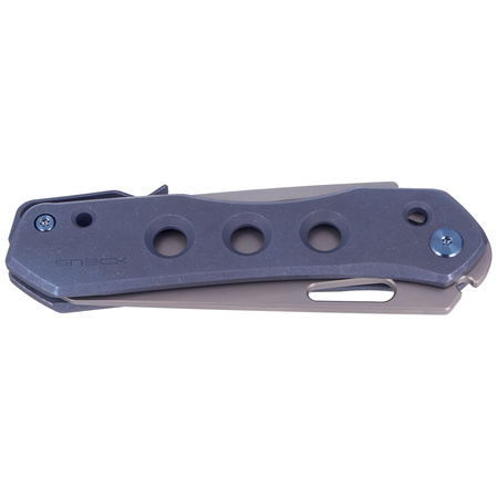 Nóż składany WE Knife Vision R Blue Titanium, Silver Bead Blasted CPM 20CV by Snecx Tan (WE21031-3)