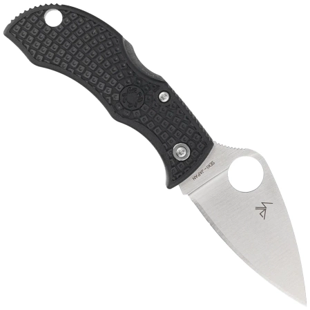 Spyderco Manbug Leaf Black Lightweight FRN, Satin Plain VG-10 by Sal Glesser (MBKLFP)