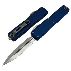 Microtech Ultratech Gen IV D/E OTF Knife Navy Blue Aluminum, Stonewashed M390MK by Tony Marfione (11224-10NA)