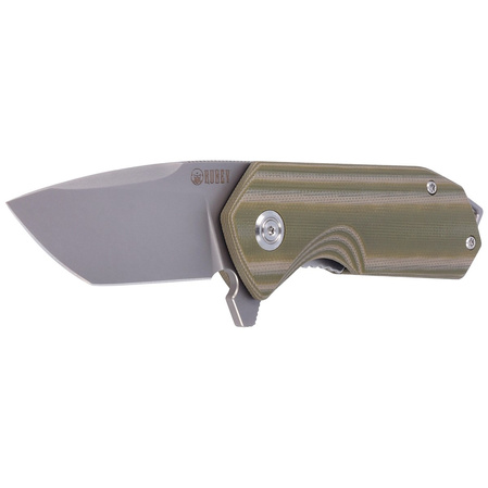 Kubey Knife Campe, Striped Green G10, Sandblast D2 (KU203E)