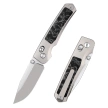 Remette Aurora Knife Gray Titanium/Carbon Fiber, Manual Fine Grinding Satin Surface/Pearlescent Surface M390 (AURA-D)