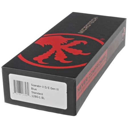 Nóż automatyczny OTF Microtech Scarab II Gen III D/E Blue Aluminium, Black M390MK by Tony Marfione (1280-1BL)