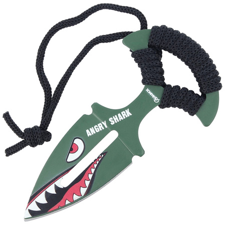 Martinez Albainox Skinner Angry Shark Black Strung Knife, Green 3D Design (32524)