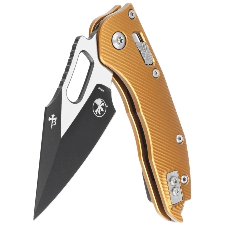 Microtech Stitch Ram-Lok S/E Fluted Tan Aluminum, Black M390MK by Borka Blades and Tony Marfione (169RL-1FLTA)
