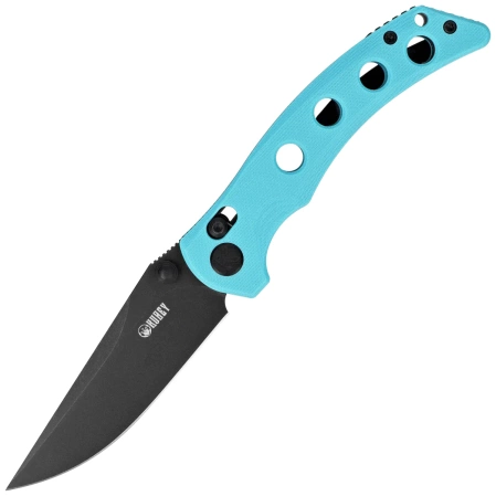 Nóż składany Kubey Hound Light Blue G10, Blackwashed 14C28N by Maksim Tkachuk (KU172D)