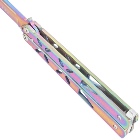 Third Decor Habitat Balisong Rainbow Stainless Steel, Rainbow 420 Butterfly Knife (K2450)