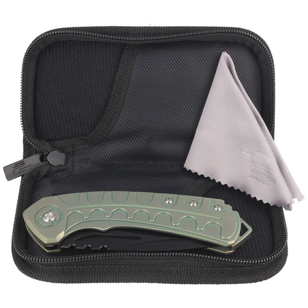 Bestech Buwaya Retro Green Titanium, Black Stonewashed M390 by Kombou Knife (BT2203D)