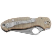 Spyderco Para 3 Knife Brown Canvas Micarta, Satin Cru-Wear by Sal and Eric Glesser (C223MPCW)