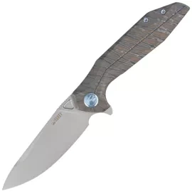 Nóż składany Kubey Nova Flamed Titanium, Bead Blasted 14C28N (KB235G)
