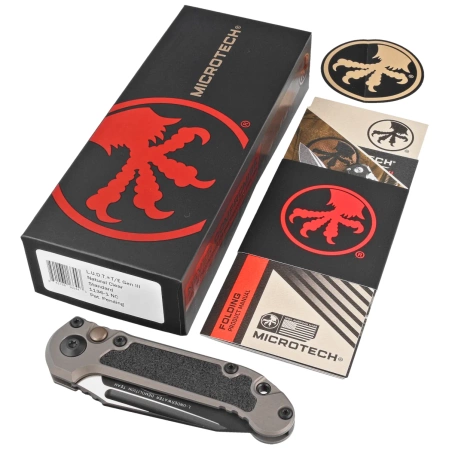 Microtech LUDT Gen III T/E Automatic Knife Natural Clear Aluminum, Black M390MK by Tony Marfione (1136-1NC)