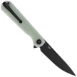 Bestechman Flick Knife Jade G10, Black PVD D2 by Ostap Hel (BMK13E)