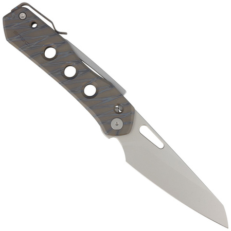 Nóż składany WE Knife Vision R Tiger Stripe Titanium, Silver Bead Blasted CPM 20CV by Snecx Tan (WE21031-6)