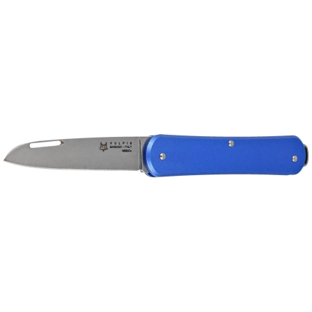 Fox Vulpis Sky Blue Aluminum, Polished N690 Pocket Knife (FX-VP130 SB)