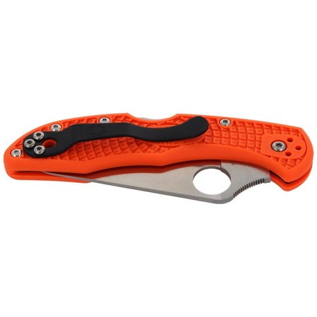 Spyderco Delica 4 FRN Orange Flat Ground PlainEdge Knife (C11FPOR)