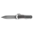 Microtech Makora D/E Signature OTF Knife Silver Distressed Aluminium/Leather, Black Stonewashed M390 by Tony Marfione (206-1MD)