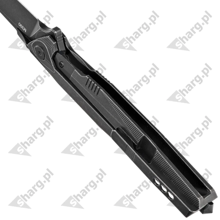 Nóż składany RikeKnife Framelock Black Titanium, Black Stonewashed M390 (RK1707T-BS)