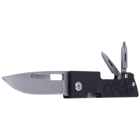 Maserin D-Dut 214 Black Aluminum, Stonewashed 440C by Bonus Knife/Multi-Tool (214/N)