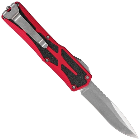 Nóż automatyczny OTF Heretic Colossus RE Red Aluminium, Stonewashed MagnaCut by Tony Marfione Jr.