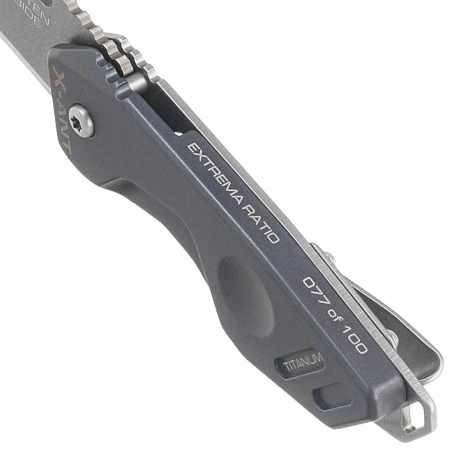 Nóż składany Extrema Ratio X-ANT LE No 077/100 Blue Titanium, Sandblast Sintered Tungsten Carbide (04.1000.0467/MD/TI)