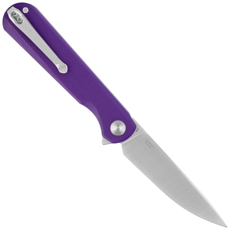 Bestechman Flick Knife Purple G10, Satin/Stonewashed D2 by Ostap Hel (BMK13B)
