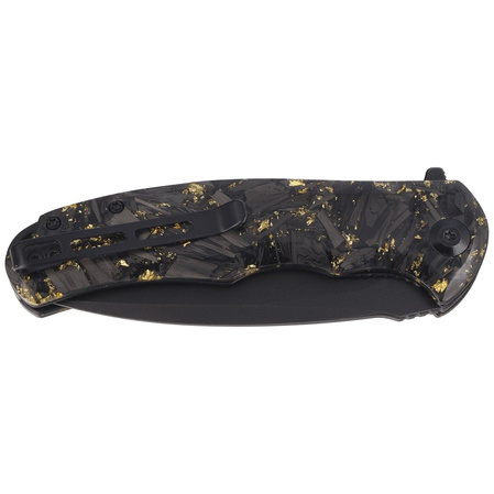 Nóż składany Civivi Praxis Shredded Carbon Fiber / Golden Shred, Black Stonewashed 9Cr18MoV (C803J)