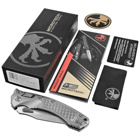 Nóż składany Microtech Marfione Select Amphibian Ram-Lok S/E Stonewashed Frag Pattern Titanium, Stonewashed M390MK by Tony Marfione (137RL-10FRMS1)