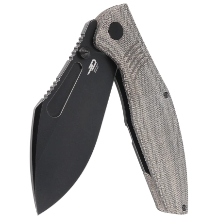 Nóż składany Bestech Lockness Black Canvas Micarta/Titanium, Black Stonewashed M390 by Koens Craft (BT2205F)