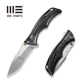 Nóż składany WeKnife Tighe Down Drop Point Orange Peel Gray Titanium/Rose Carbon Fiber, Hand Rubbed Satin M390 by Brian Tighe (WE24054-2)