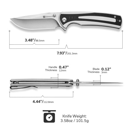 Sencut Regnator Knife White / Black G10, Satin 9Cr18MoV (S24057-3)