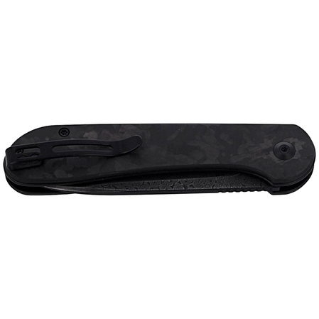 CIVIVI Knife Elementum Button Lock Marble Carbon Fiber Black, Black Damascus (C2103DS-3)