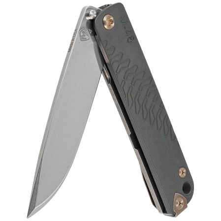 Medford M-48 Green Aluminum, Bronze HW/Clip, Tumbled S35VN by Greg Medford (MK2124TQ-40TM-T1C1-Q4)