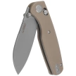 Kubey Breeze Knife Tan G10, Stonewashed 14C28N by Caleb Waltman (KU288C)