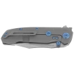 Reate District 9 V2 Knife Dark Bead Blast Titanium, Blue HD, Satin 154CM (9D-V2 TDBB SAT)