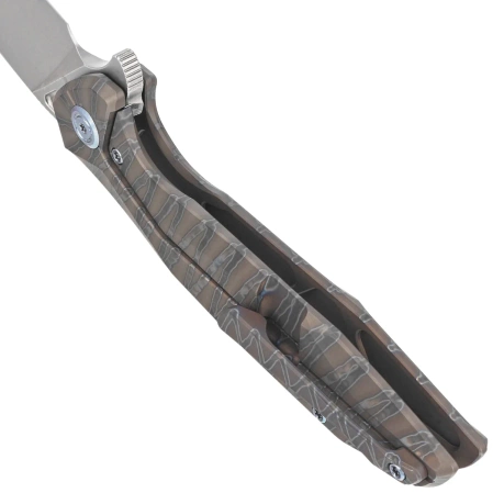 Nóż składany Kubey Nova Frame Lock Flamed Titanium, Beadblasted 14C28N (KB235G)