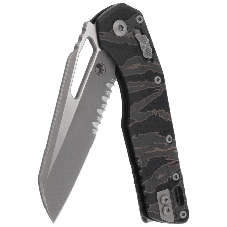 Microtech MSI S/E Ram-Lok Tiger Stripe Camo Tri-Grip Polymer, Apocalyptic P/S M390MK by Tony Marfione (210T-11APPMTSC)