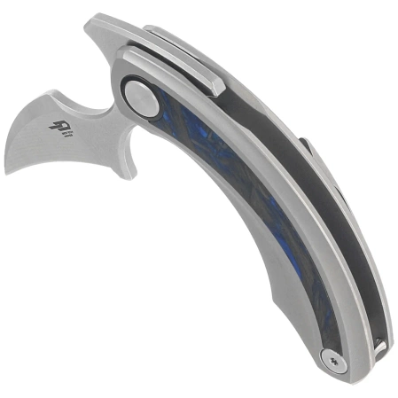 Bestech Strelit Knife Gray Titanium/Black-Blue Marble Carbon Fiber, Satin/Stonewashed M390 by Ostap Hel (BT2103D)