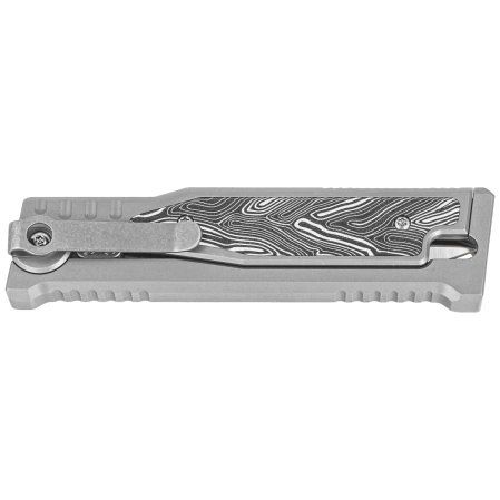 Nóż grawitacyjny Reate EXO-M OTF Gravity D/E Bead Blasted Titanium/Damascus Black-White G10, Satin Elmax